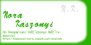 nora kaszonyi business card